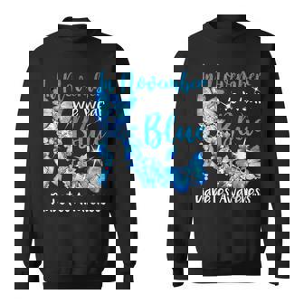 In November We Wear Blue Butterflies Diabetes Awareness Sweatshirt | Mazezy