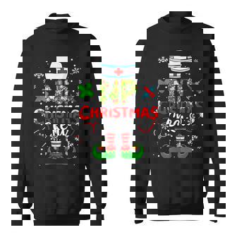 NP Christmas Crew Colorful Floral Costume Elf Nurse Job Sweatshirt Unisex | Mazezy