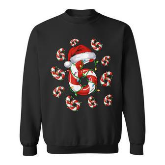 Number 6 Matching 67 Meme Christmas Pajamas Candy Cane Sweatshirt - Monsterry