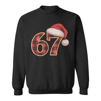 Number 67 Christmas Six Seven Matching Xmas Santa Hat Pjs Sweatshirt - Thegiftio UK