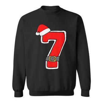 Number 7 7Th Birthday Christmas Santa Hat Happy Birthday Sweatshirt - Thegiftio UK