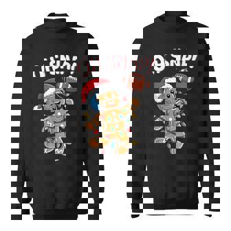 Oh Snap Gingerbread Man Football Christmas Pajamas Sweatshirt | Seseable CA