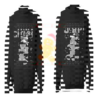 Oh Snap Gingerbread Man Santa Hat Ugly Christmas Sweater Sweatshirt Unisex | Mazezy