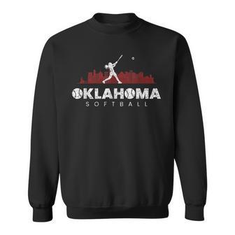 Oklahoma Softball Vintage Player Minimalist Skyline Retro Sweatshirt | Mazezy