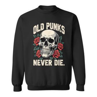 Old Punks Never Die Punk Rocker Bikerkull Sweater e - Cadeauxyz