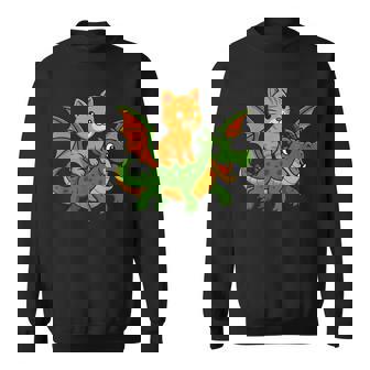 Orange Cat Dragon Riding Animal Lover Mom Dad Kids Sweatshirt Unisex | Mazezy