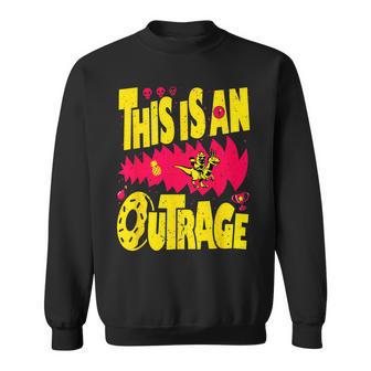 This Is An Outrage Bold Dinosaur Rider Sweatshirt Unisex | Mazezy