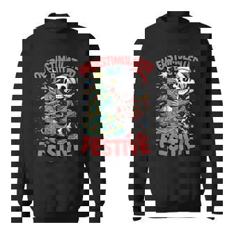 Overstimulated But Festive Skeleton Christmas Tree Sweatshirt - Thegiftio