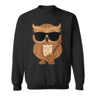 Owl Wearing Sunglasses Playing Sitar Sitarist Tank Top Sweatshirt Unisex | Mazezy