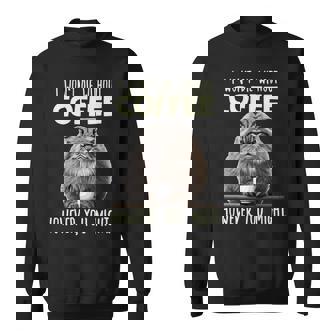 Pallas Cat T コーヒー愛好家のための朝の不満 マヌルネコ 長袖tシャツ スウェットシャツ - Kawaiitshirt