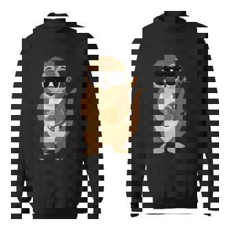 Pangolin Wearing Sunglasses Playing Sitar Sitarist Sweatshirt Unisex | Mazezy