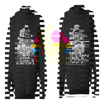 Pansaurus T Rex Dinosaur LGBTQIA Ally Bisexual Pride Month Tank Top Sweatshirt Unisex | Mazezy