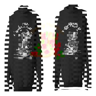 Patchwork Christmas Cowgirl Cowboy Boots Howdy Holidays Sweatshirt - Thegiftio