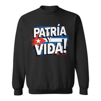 Patria Y Vida Cuba Sos Cuban Flag Free Cuba Libre Sweatshirt - Thegiftio UK