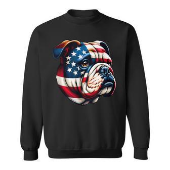 Patriotic English Bulldog Lover Owner American Usa Flag Sweatshirt - Thegiftio UK
