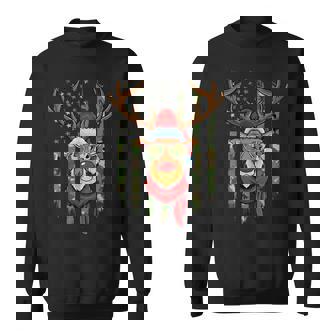 Patriotic Reindeer Camo American Flag Veteran Christmas Sweatshirt | Mazezy