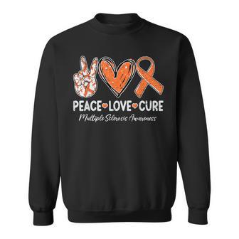 Peace Love Cure Multiple Sclerosis Ms Awareness Support Sweatshirt - Thegiftio UK