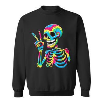 Peace Sign Tie Dye Skeleton Sweatshirt - Thegiftio UK