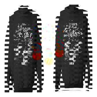 Penguin Merry Christmas Lights Ornaments Balls Penguins Xmas Sweatshirt - Thegiftio