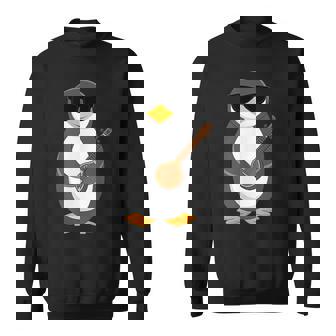 Penguin Wearing Sunglasses Playing Sitar Sitarist Sweatshirt Unisex | Mazezy
