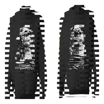 Persian Cat Dj With Sunglasses Santa Hat Christmas Music Sweatshirt | Mazezy