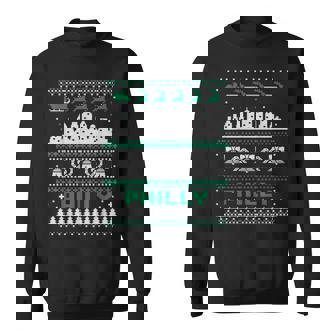 Philadelphia Pa Ugly Christmas Sweater Philly City Skyline Sweatshirt | Mazezy