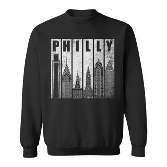 Philly Retro Philadelphia Skyline Philly City Distressed Sweatshirt - Thegiftio UK