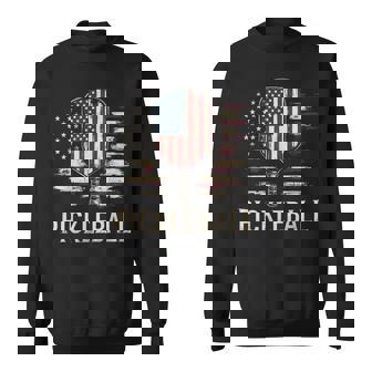 Pickleball Player Us Flag Retro Paddleball Sweatshirt - Monsterry