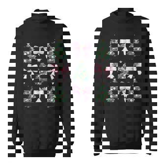 Pink Coquette Bows Christmas Tree Girly Aesthetic Sweatshirt - Monsterry
