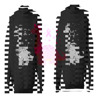 Pink Ribbon Cartoon Brontosaurus For Breast Cancer Awareness Tank Top Sweatshirt Unisex | Mazezy
