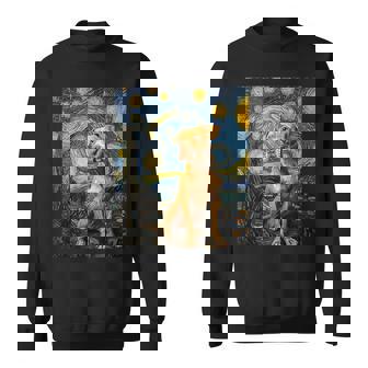Pitbull Dog Pit Bull Pittie Van Gogh Style Starry Night Sweatshirt - Monsterry