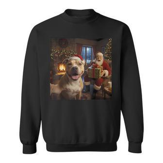 Pitbull Selfie With Santa Claus Christmas Meme Sweatshirt - Thegiftio UK