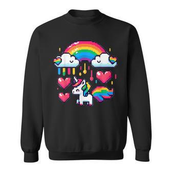 Pixel Einhorn Regenbogen Lesben Gay Csd Pride Party Wear Lgbt Sweatshirt - Seseable