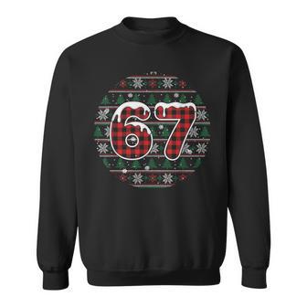 Plaid Snowflake Six Seven Christmas 67 Meme Sweatshirt - Thegiftio UK