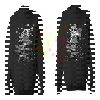 Playful Cat 1 Tree 0 Holiday Christmas Sweatshirt Unisex | Mazezy