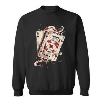 Poker Hand Ace And Jack Playing Cards Blackjack Sweatshirt - Thegiftio UK