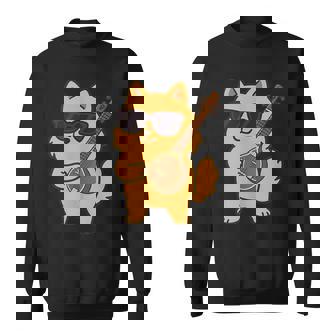 Pomeranian Wearing Sunglasses Playing Sitar Dog Tank Top Sweatshirt Unisex | Mazezy