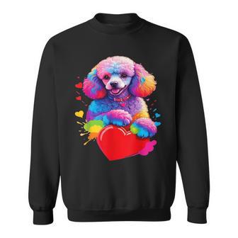 Poodle Colorful Poodle Heart Graphic Sweatshirt - Thegiftio UK