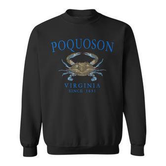 Poquoson Virginia Crab Fishing Since 1631 Blue Letters Sweatshirt Unisex | Mazezy