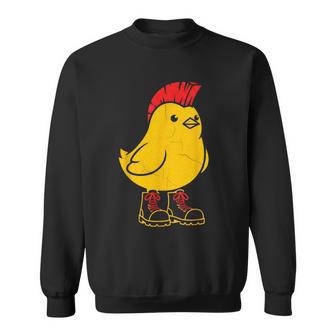 Poussin Punk Rock Avec Mohawk Et Bottes Sweater e - Cadeauxyz