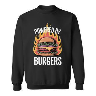 Powered By Burgers Foodie Humor Barbecue Lovers Casual Sweatshirt Unisex | Mazezy