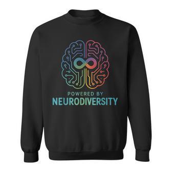 Powered By Neurodiversity Brain Autism Adhd Awareness Sweatshirt - Thegiftio