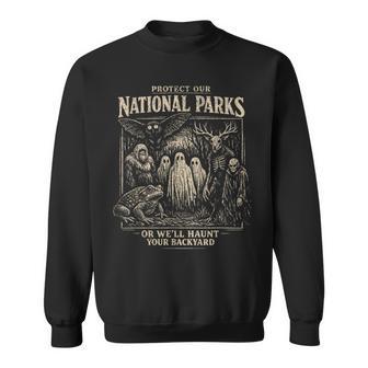 Protect Our National Parks Bigfoot Cryptids Folklore Sweatshirt - Monsterry