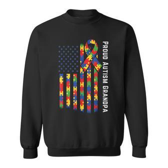 Proud Autism Grandpa American Flag Autism Awareness Grandpa Sweatshirt | Seseable FR