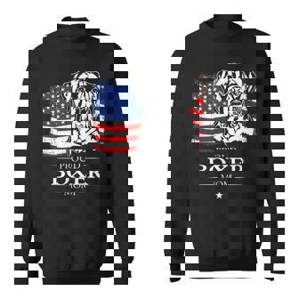 Proud Boxer Mom American US Flag Patriotic Dog Sweatshirt Unisex | Mazezy