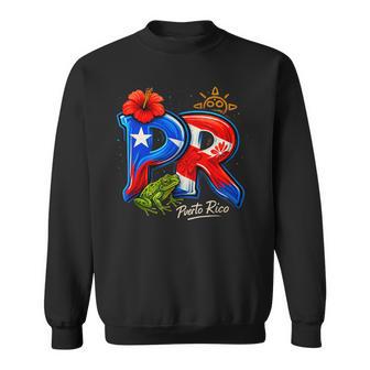 Puerto Rico Pr Hibiscus Coqui Frog Rican Heritage Culture Sweatshirt - Thegiftio