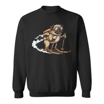 Pug Skier With Jetpack Goggles Retro Alpine Winter Sweatshirt Unisex | Mazezy