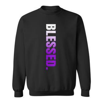 Purple Blessed Vertical Purple Color Graphic Sweatshirt - Thegiftio UK