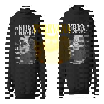 Purrvana Cat Paws Parody 90s Retro Alternative Meow Sweatshirt Unisex | Mazezy