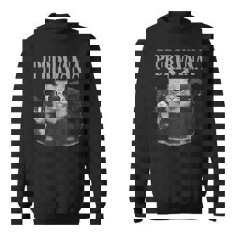 Purrvana Paws Cat Parody 90s Retro Alternative Meow Sweatshirt Unisex | Mazezy